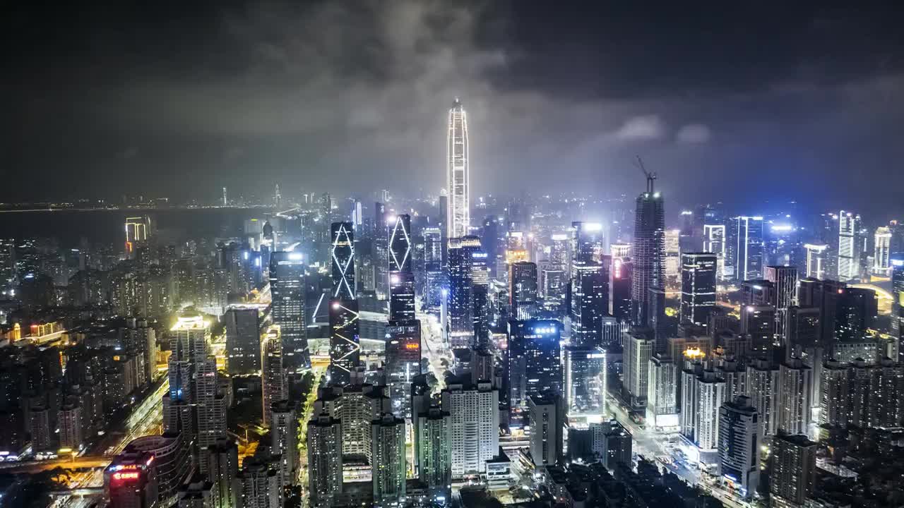 航拍深圳城市建筑风光夜景视频素材