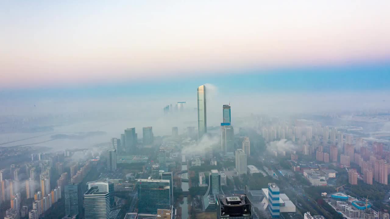 苏州园区清晨平流雾延时视频素材