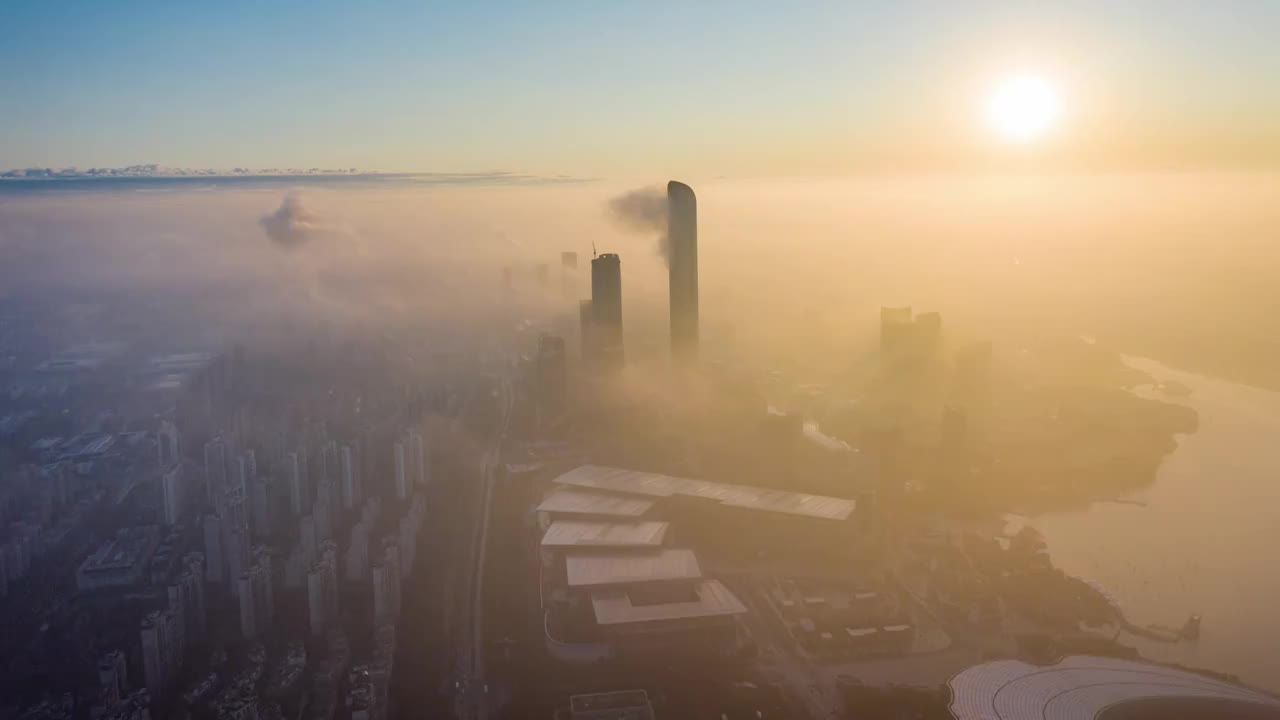 苏州园区清晨平流雾延时视频素材