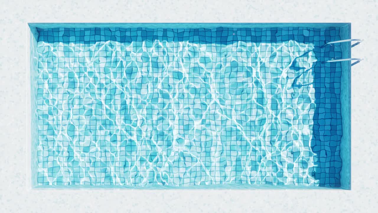 户外游泳池与水面循环动画3D渲染视频下载