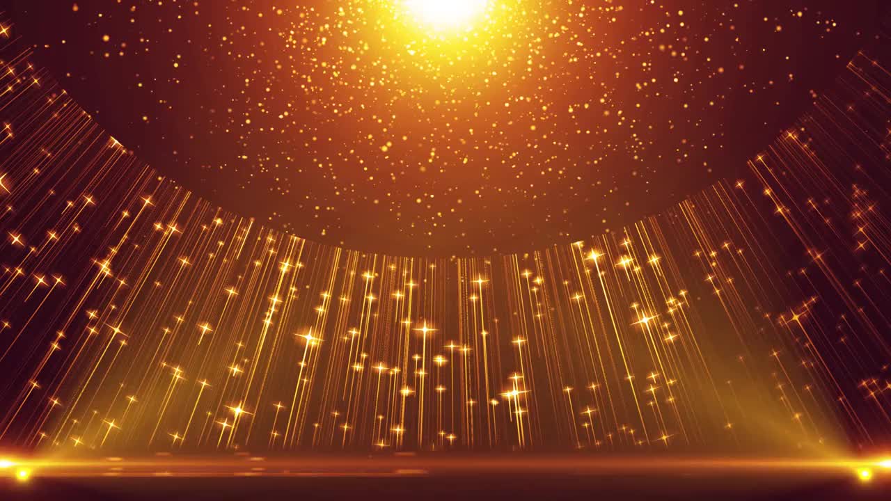 唯美大气金色粒子灯光颁奖舞台背景视频素材