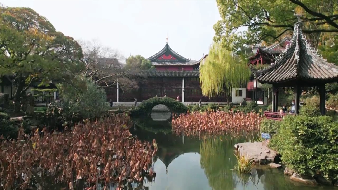 上海青浦区古典园林曲水园风光视频下载
