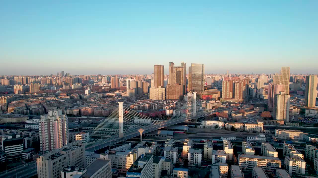航拍中国河南郑州城市高架快速路视频素材