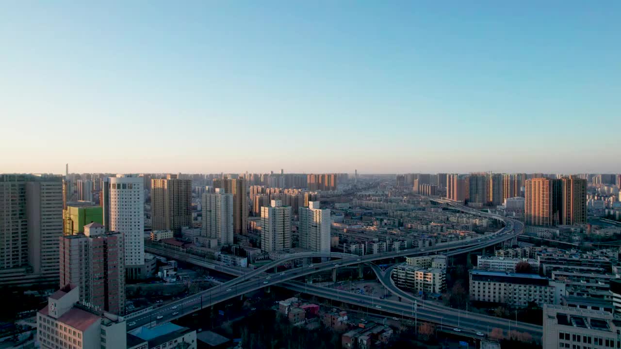 航拍中国河南郑州城市高架快速路视频素材