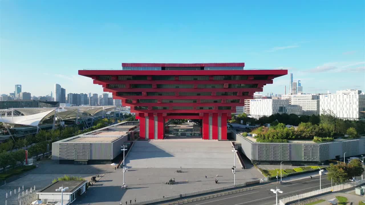上海市世博园中华艺术宫城市环境视频下载