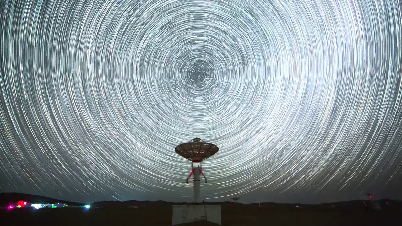 天文主题延时：明安图望远镜探测与斗转星移视频素材