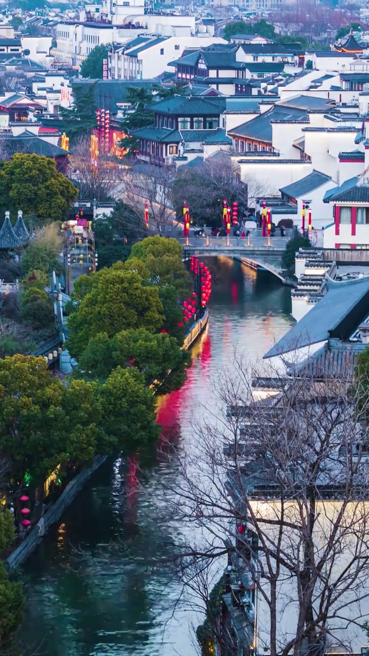 桨声灯影里的秦淮河，江苏南京视频下载