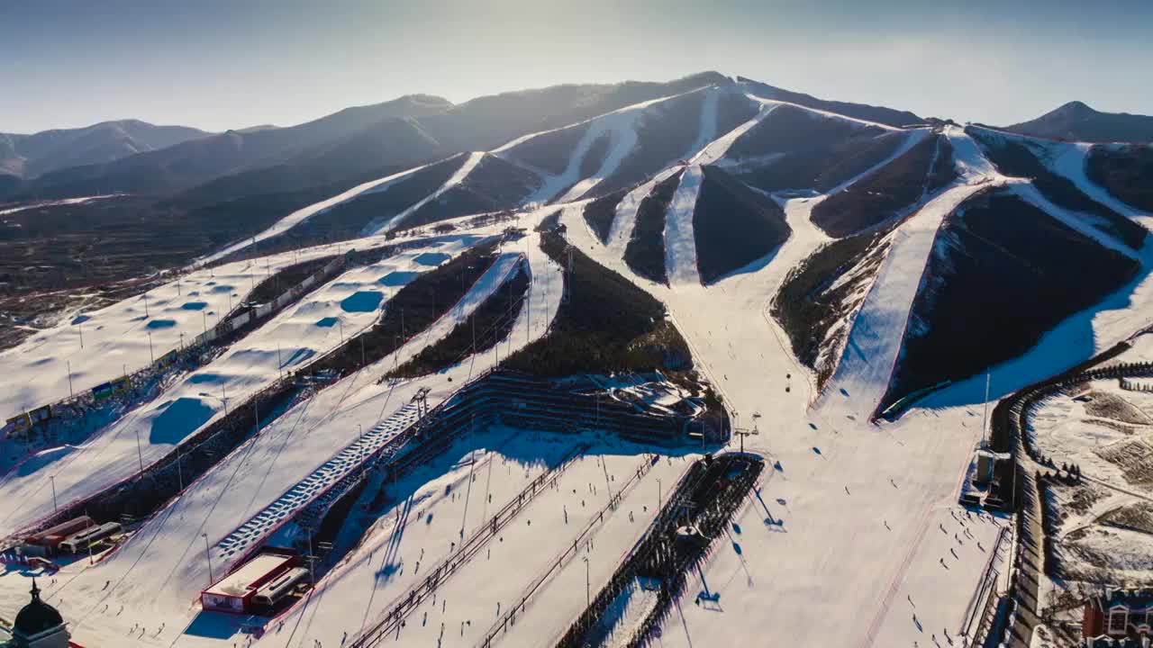 航拍张家口崇礼冬季滑雪场延时视频下载