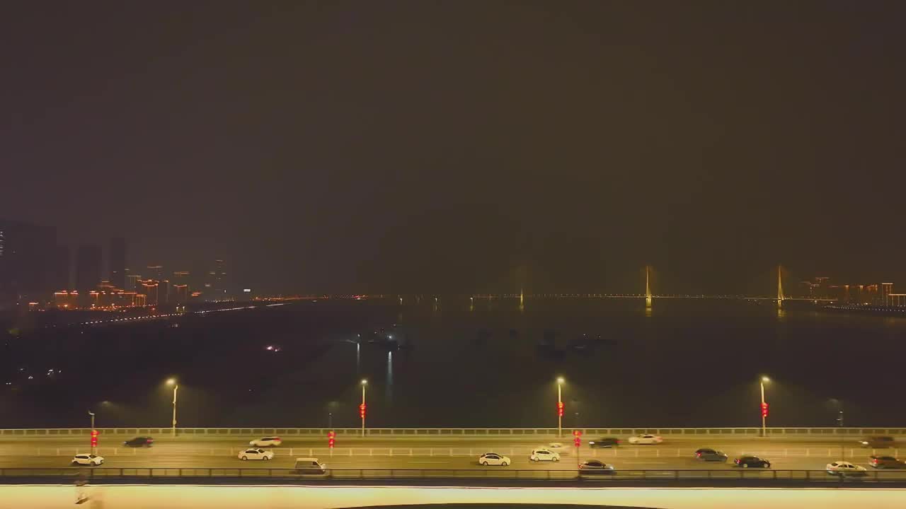 武汉长江两岸夜色景观视频素材