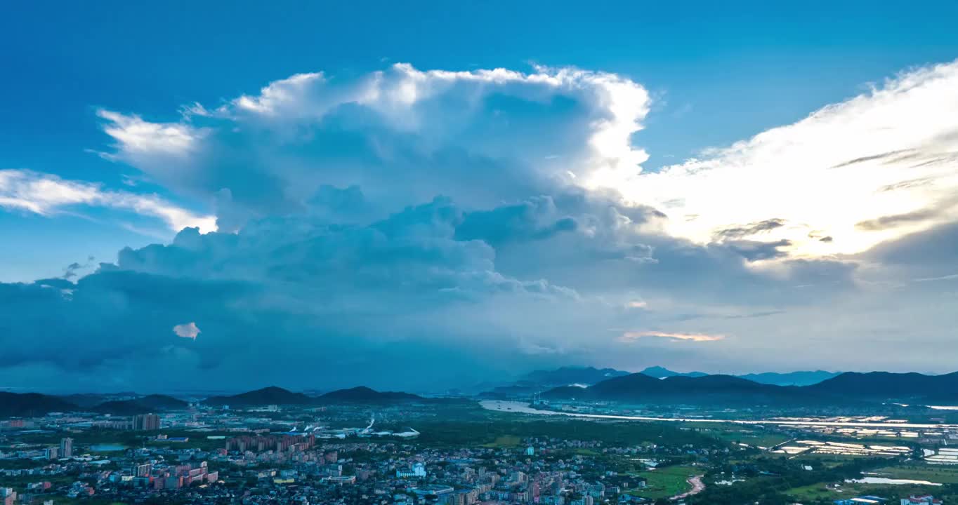 珠海斗门雨云变化航拍延时视频素材
