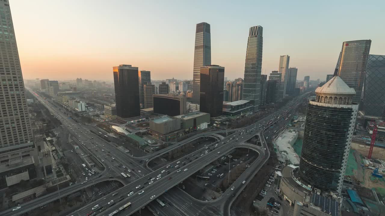 北京国贸立交桥夜景车流8K延时视频素材