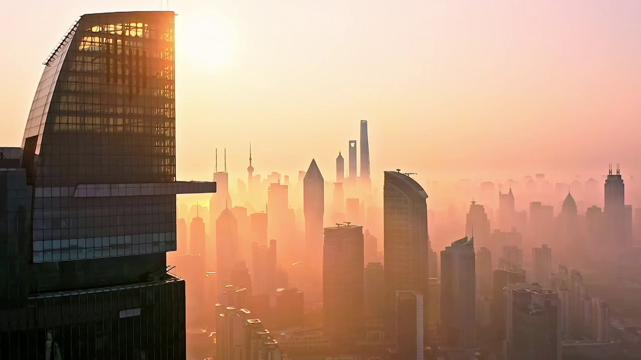 航拍上海城市建筑风光视频购买
