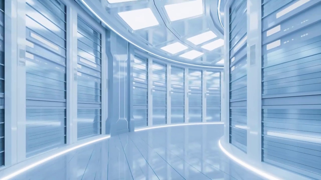 未来科技感大数据机房3D渲染视频素材