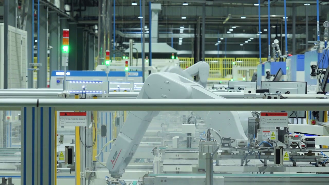 工厂智能化机械臂生产线视频下载