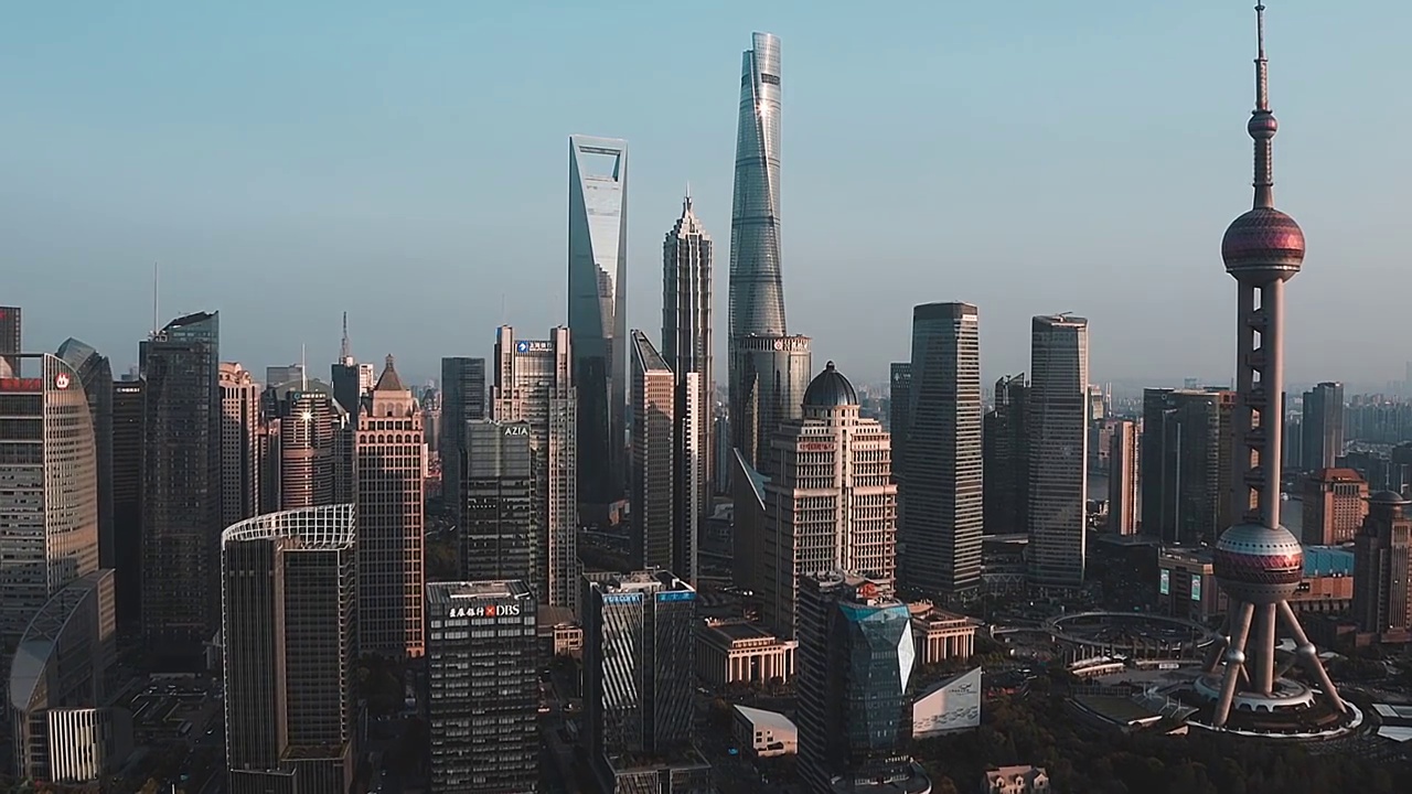 上海黄浦江两岸城市建筑风光航拍视频素材