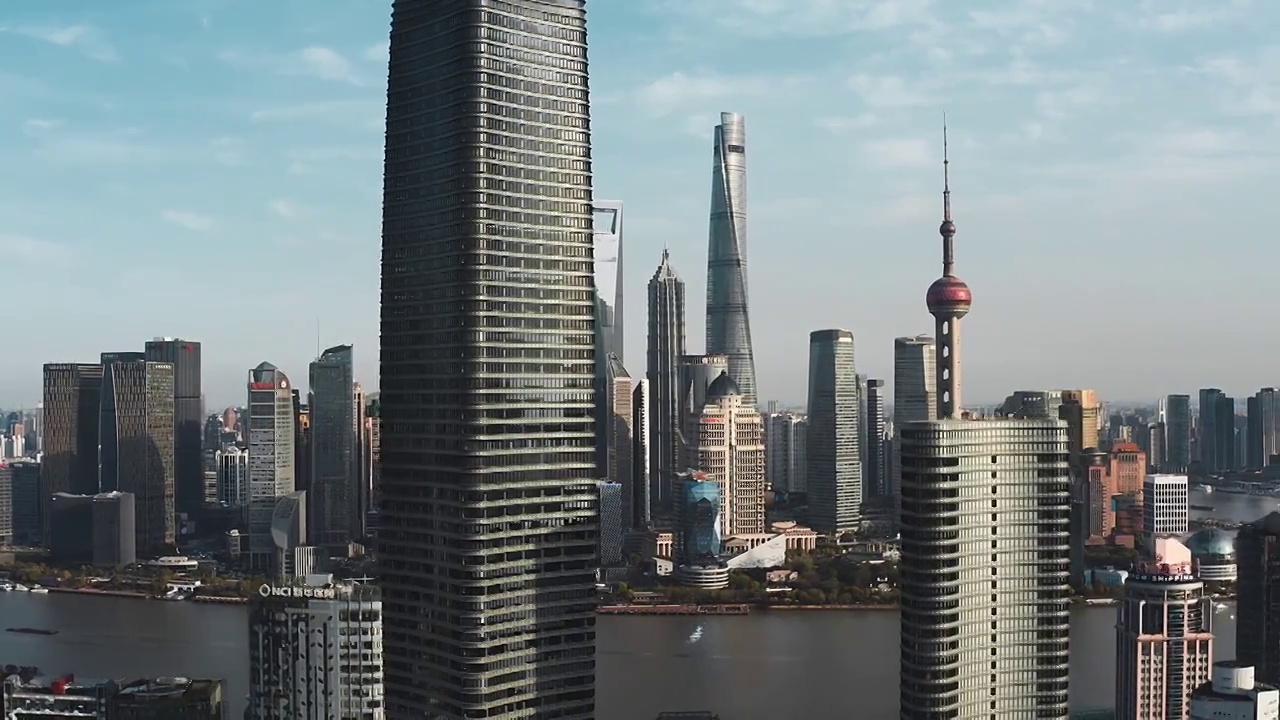 上海黄浦江两岸城市建筑风光航拍视频素材