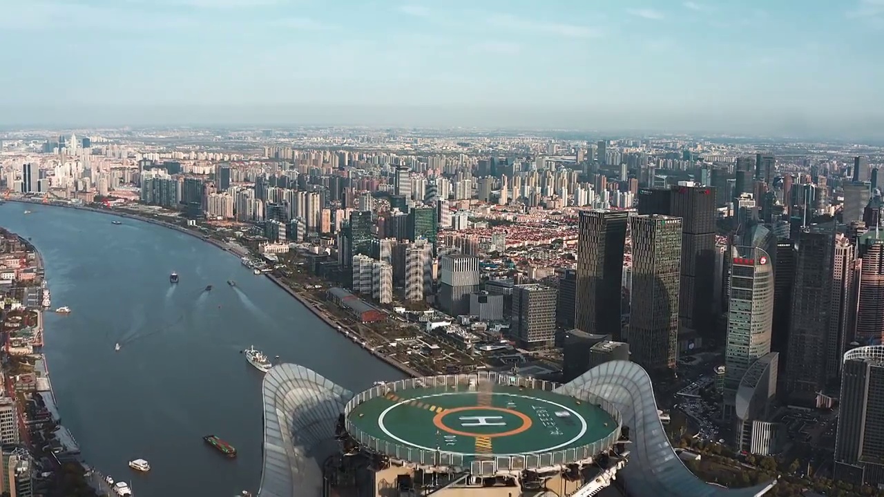 航拍上海浦西白玉兰广场视频素材