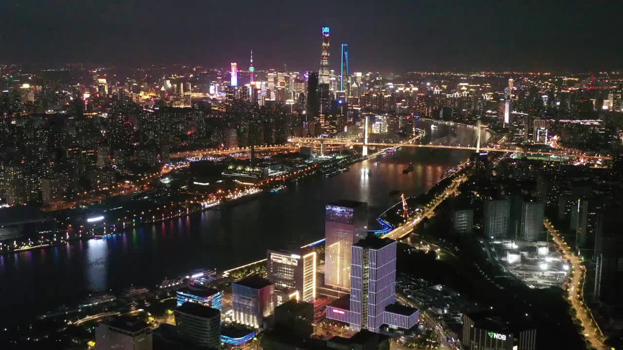 航拍上海中华艺术宫城市建筑夜景视频下载