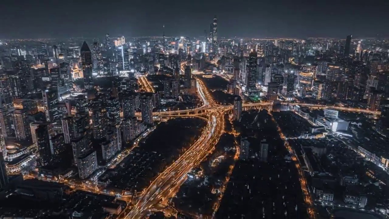 4K航拍上海延安高架夜景延时视频下载