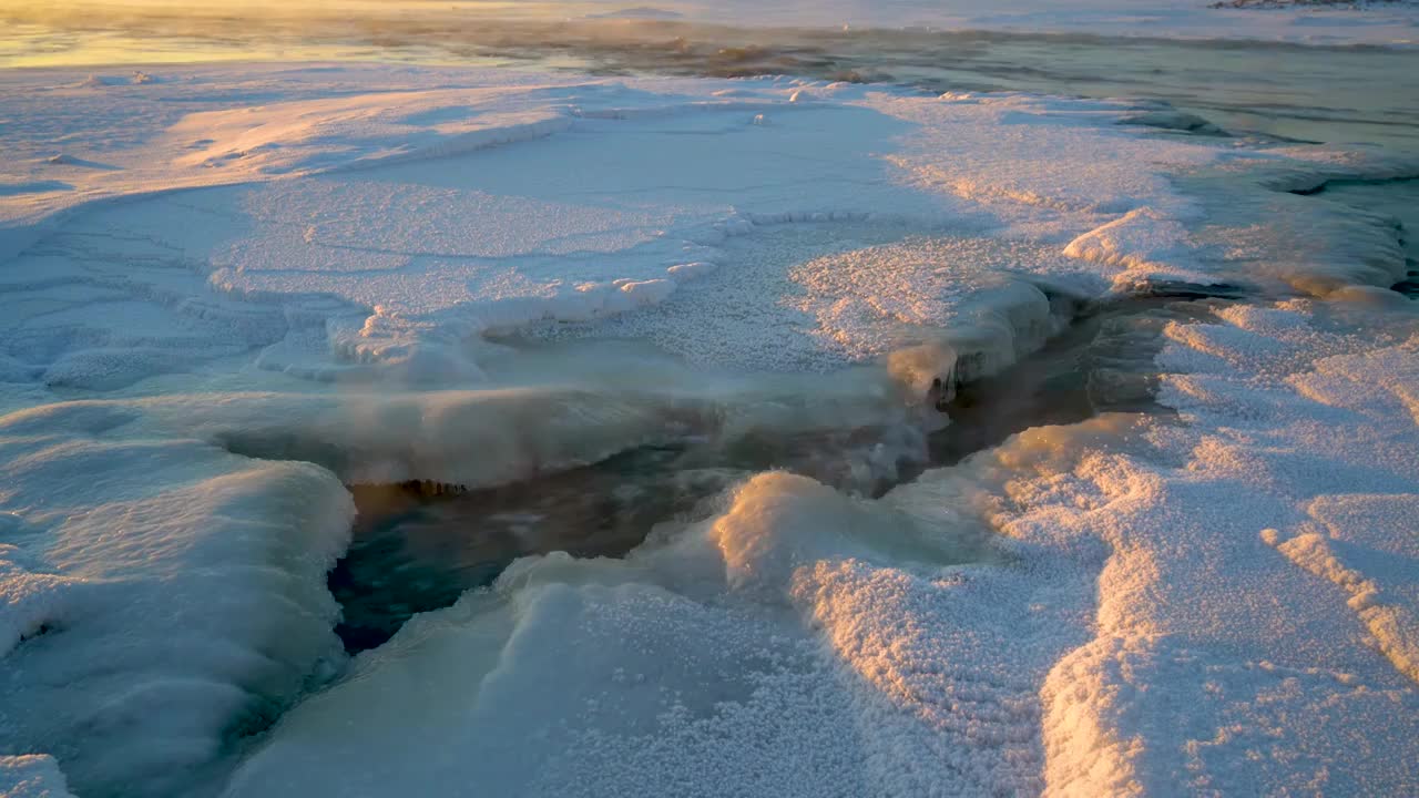北方冬天冰河风光视频素材