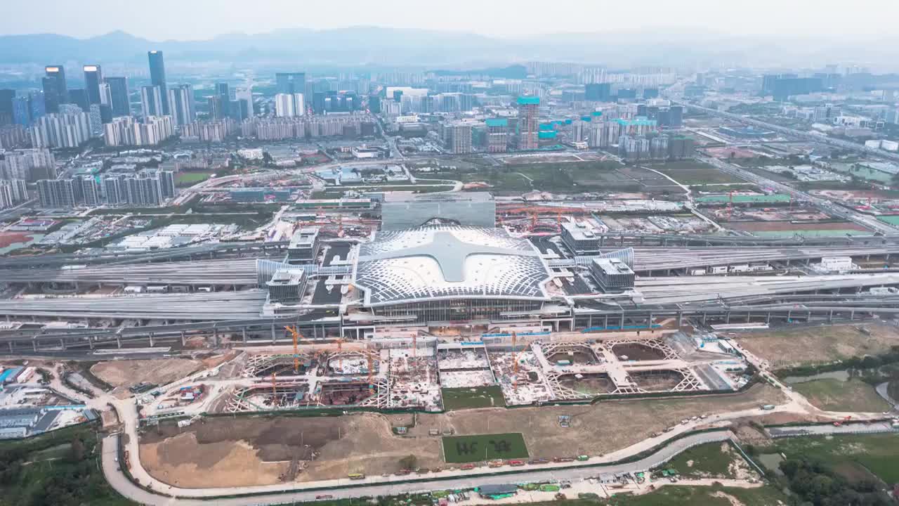 杭州火车西站与未来科技城航拍外景视频下载