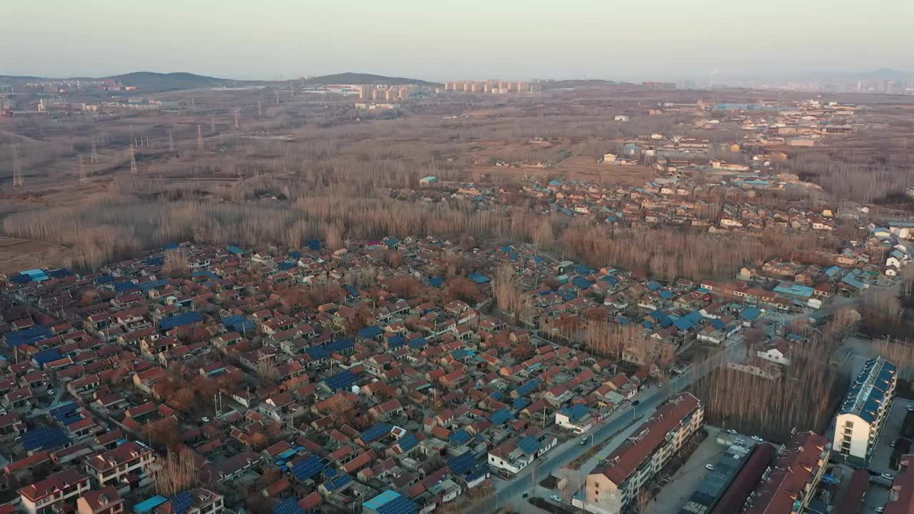 航拍冬天的山东淄博乡村视频下载