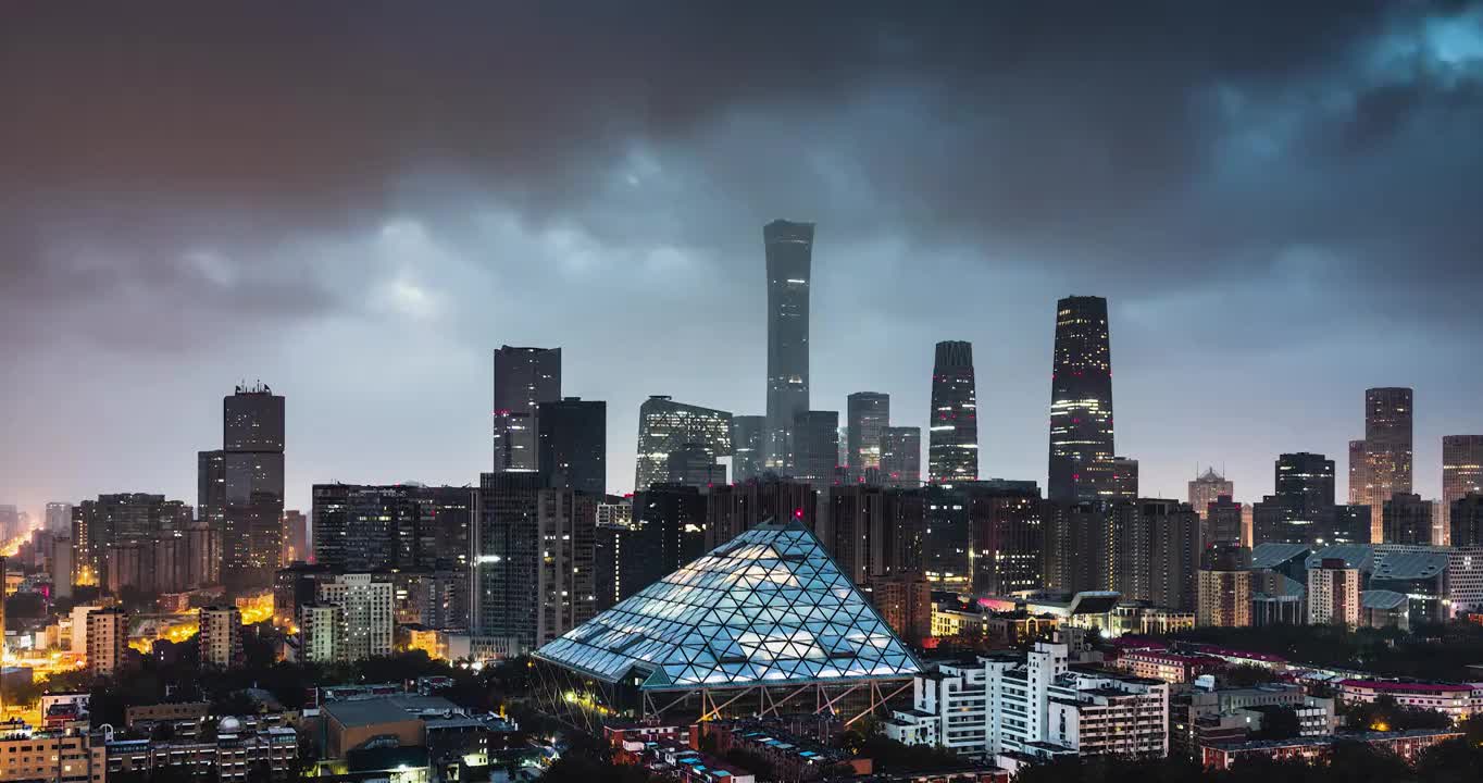 【电影感】北京CBD日转夜 城市夜景视频购买