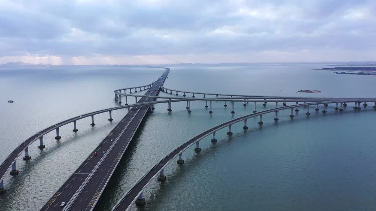 山东省青岛胶州湾跨海大桥风景视频下载
