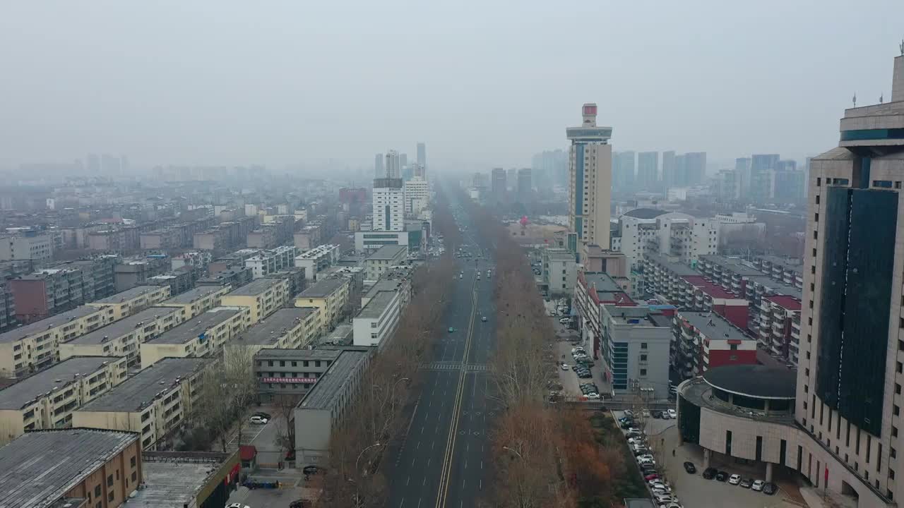 航拍山东淄博城市风景视频下载