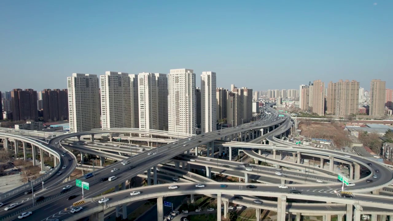 航拍中国河南郑州城市立交桥风光视频素材