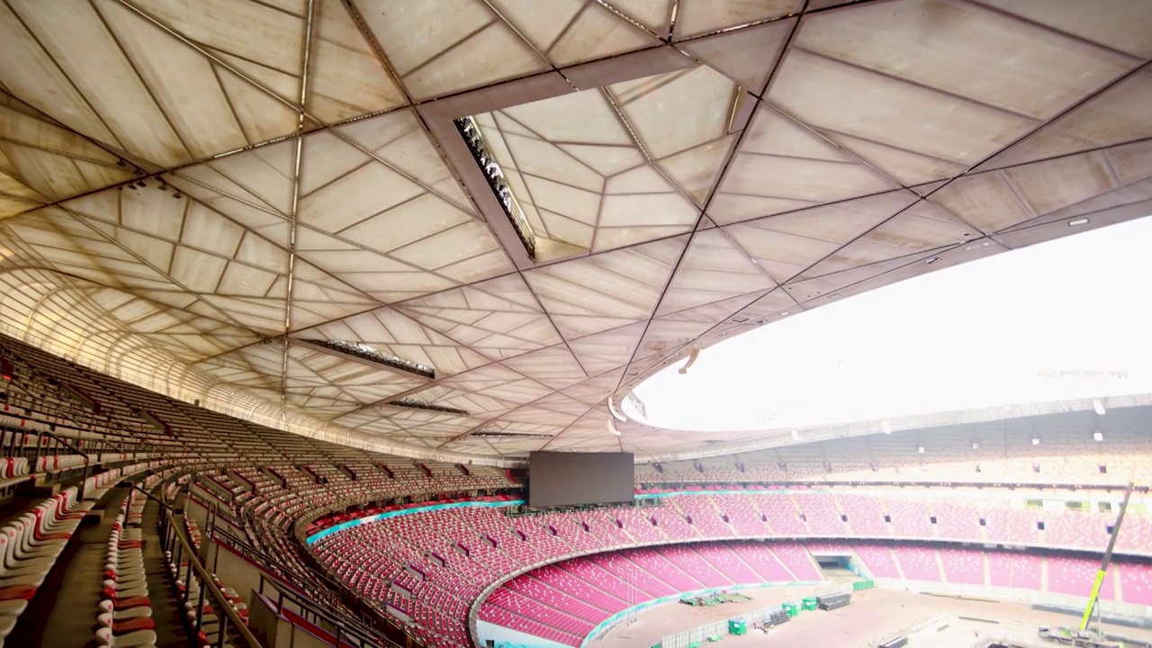 北京鸟巢国家体育场看台上的座椅视频下载