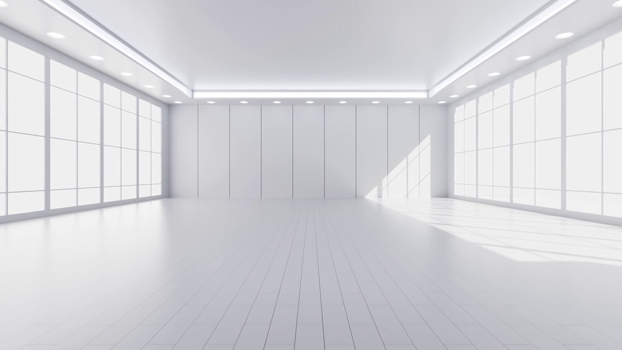 白色室内空房间3D渲染视频素材
