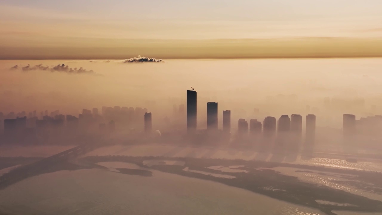 4K哈尔滨城市航拍云雾流浪地球视频下载