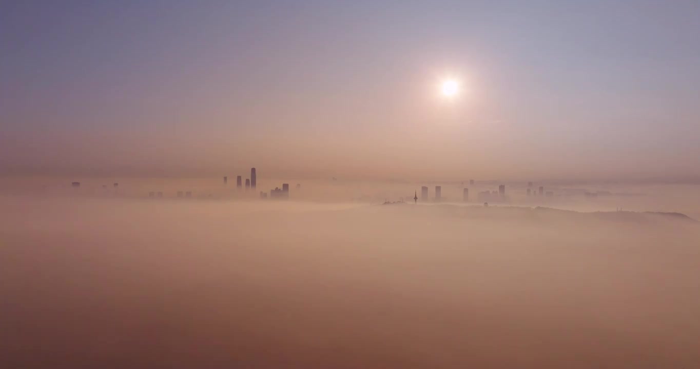 4k长沙岳麓山日出平流雾视频素材