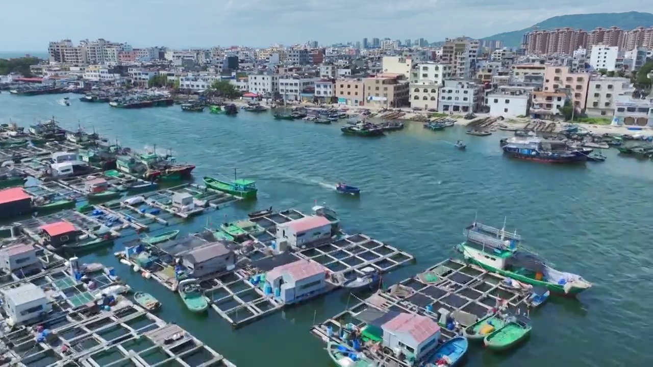 海南疍家鱼排航拍视频素材