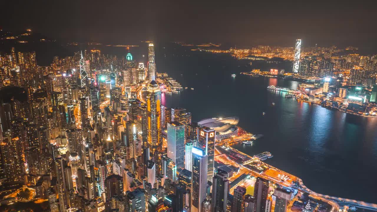 香港岛繁华夜景大范围延时视频下载
