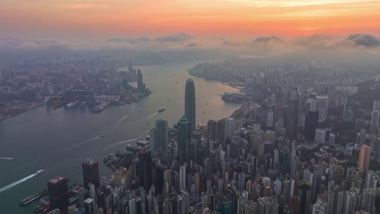 香港城市日出-云海延时视频素材