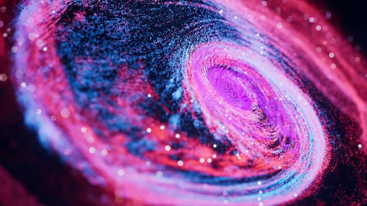 紫色旋转梦幻粒子星云漩涡3D渲染视频下载