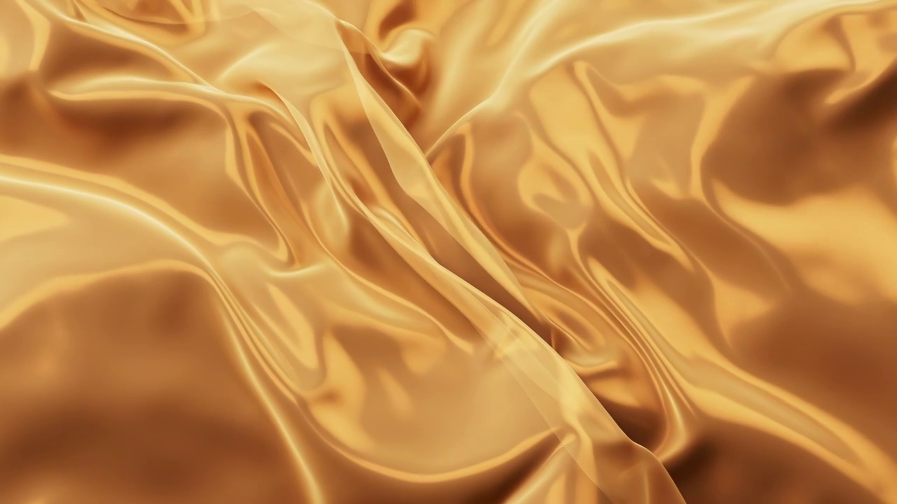 流动飘舞的金色奢华布料3D渲染视频下载