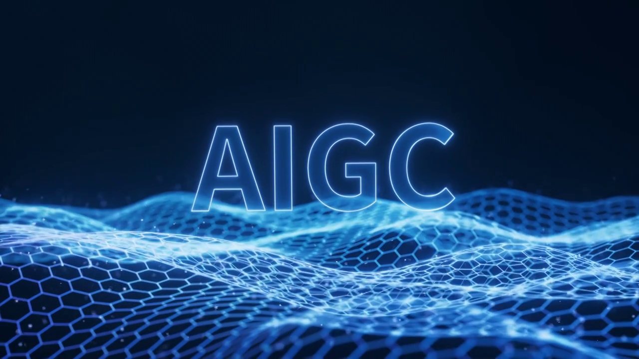 AIGC概念与科技感网格背景3D渲染视频素材