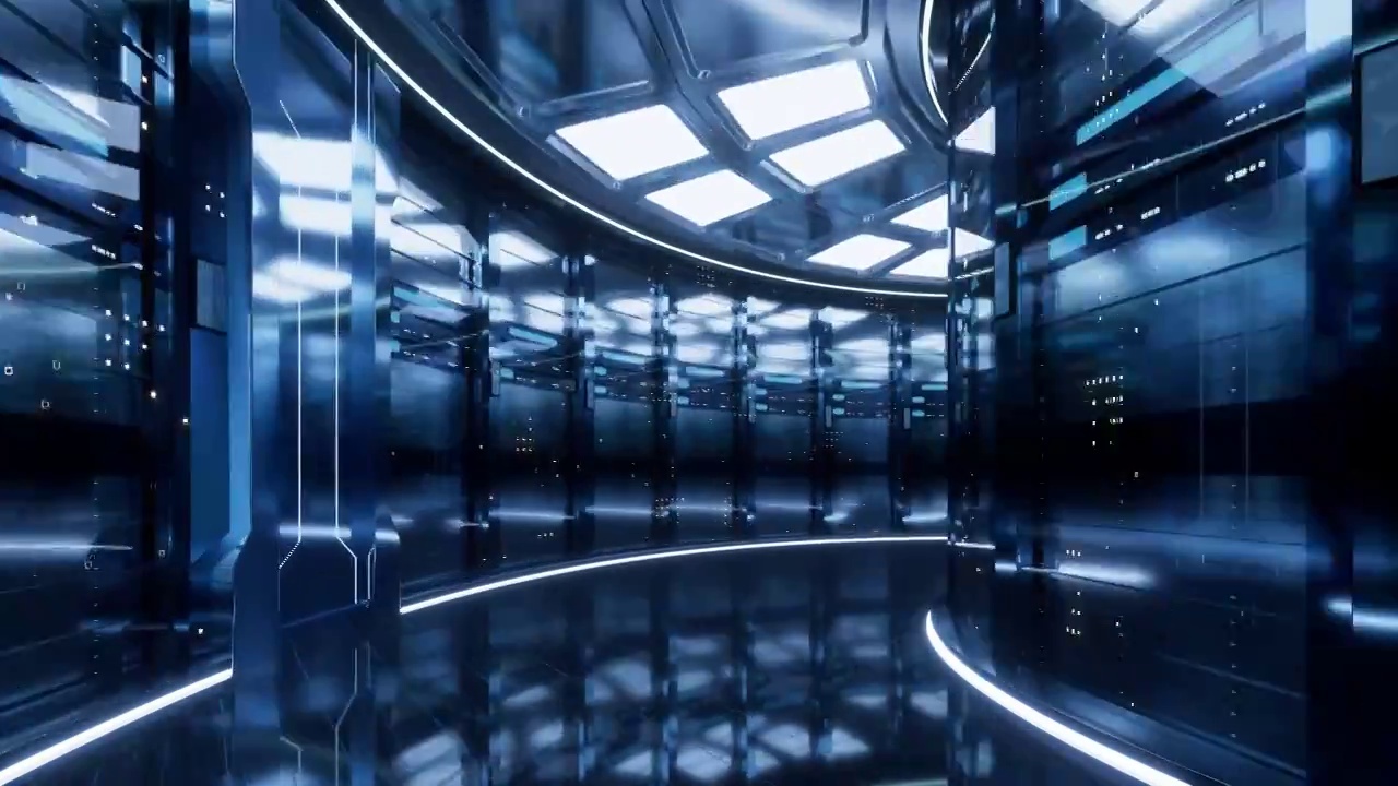 未来科技感大数据机房循环动画3D渲染视频下载
