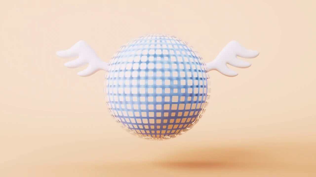 长翅膀的数字地球循环动画3D渲染视频素材