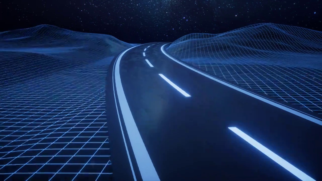 曲线的道路与数字空间3D渲染视频下载