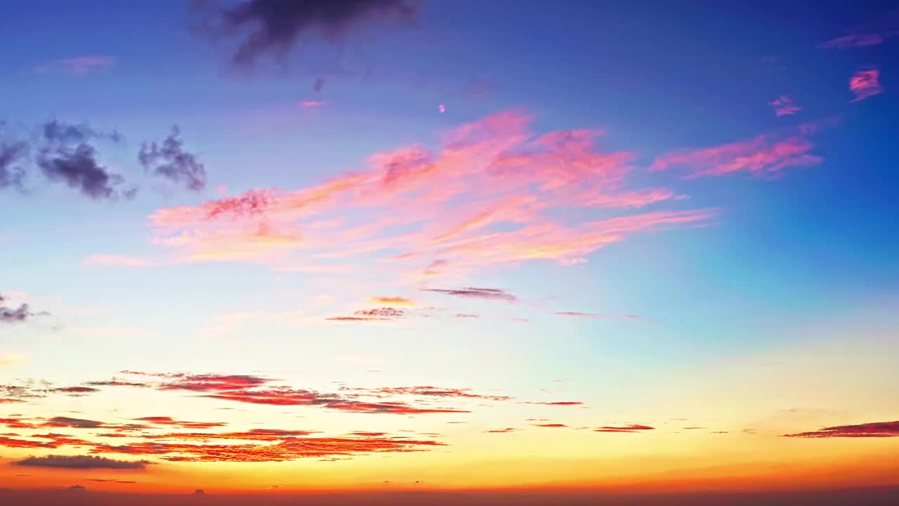 日落时五颜六色的天空云视频素材