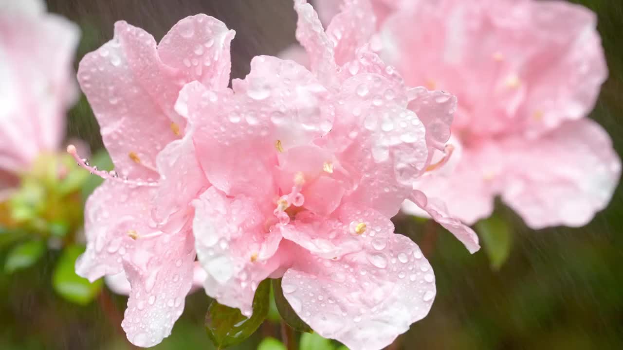 春天雨中杜鹃花视频素材