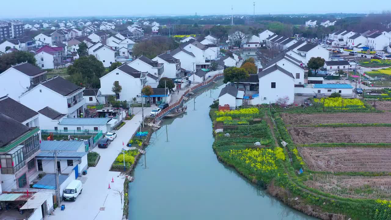 苏州吴中北联村春天航拍风景视频素材