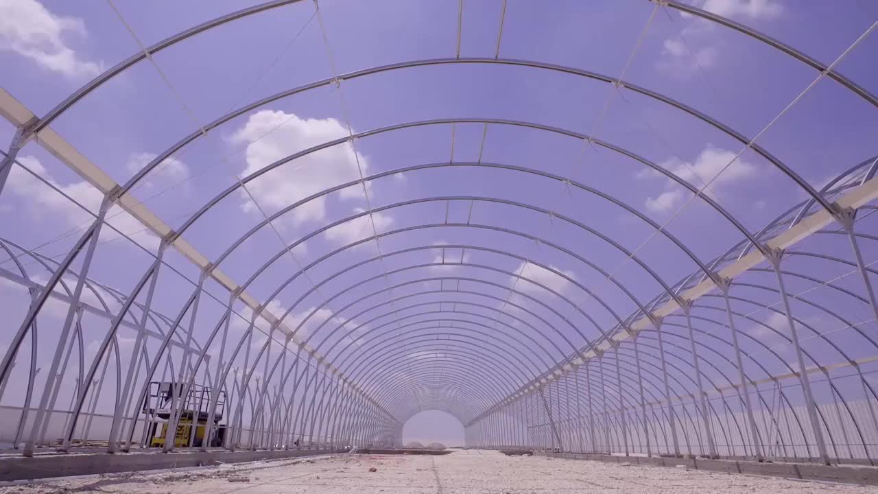 高端大气农业大棚搭建建造温室铁架现代农业视频下载