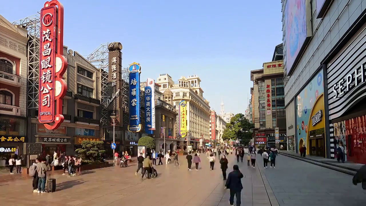 上海南京路步行街延时视频视频素材