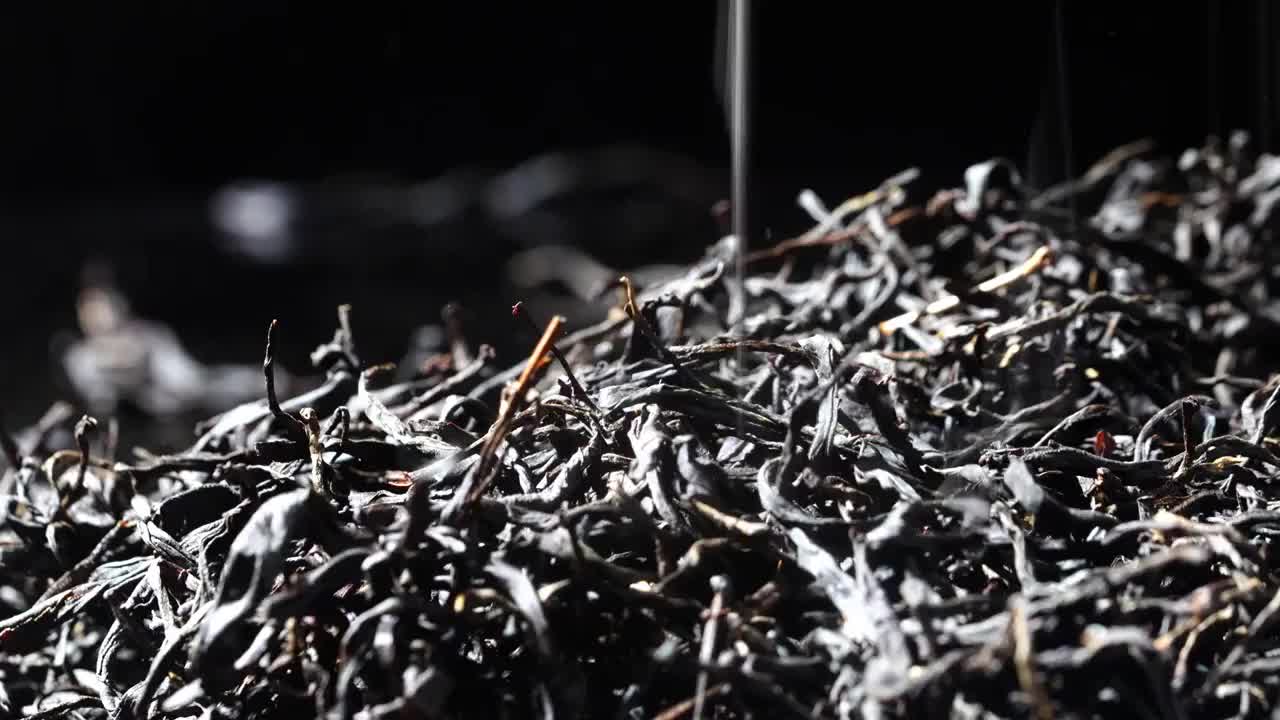 红茶茶叶茶芽高速碰撞制茶炒茶意境茶艺匠心视频下载