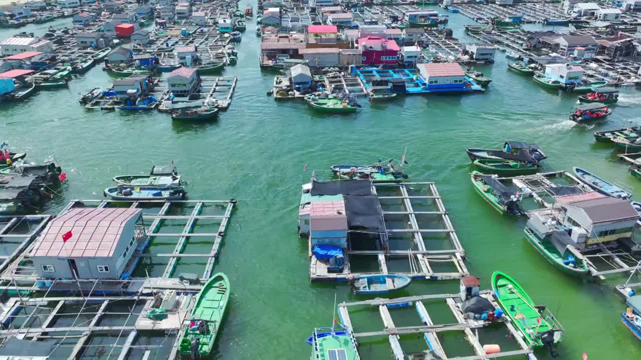 海南疍家鱼排航拍视频素材